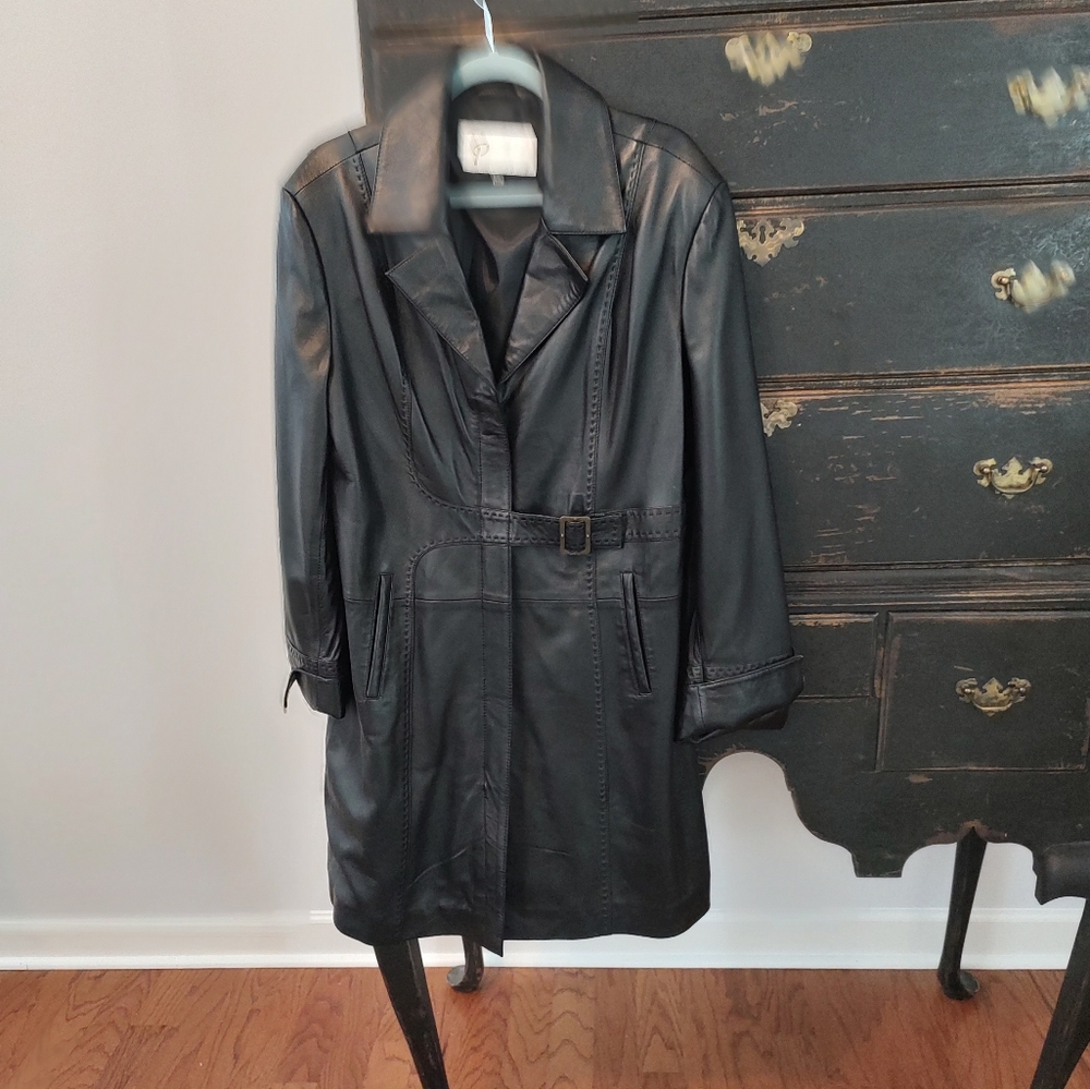 Brown leather coat